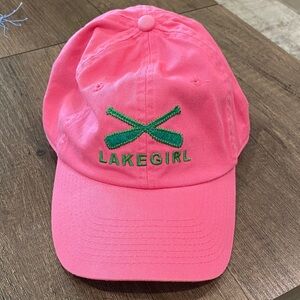 Pink LAKEGIRL Cap with Green Embroidery, NEW